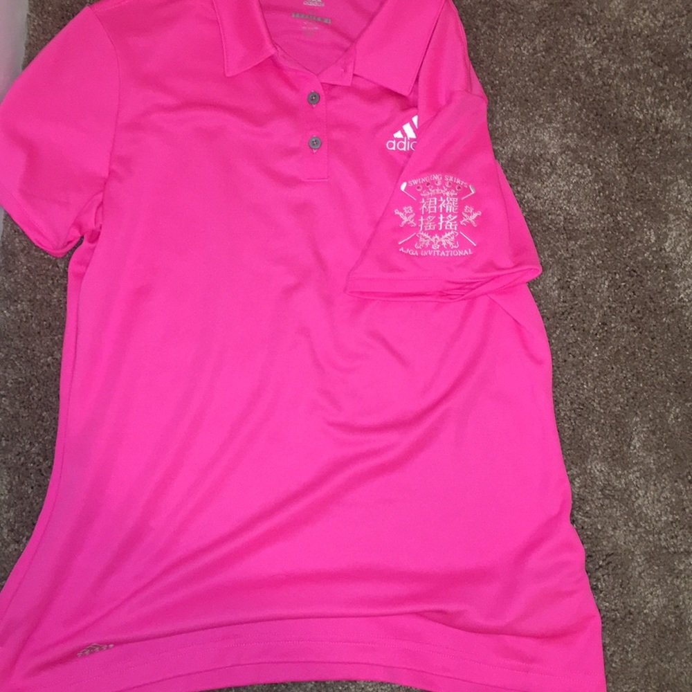 Adidas bright pink golfing shirt